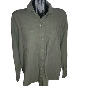 Old Navy Olive Green Women's The Boyfriend Button Up Casual Shirt L